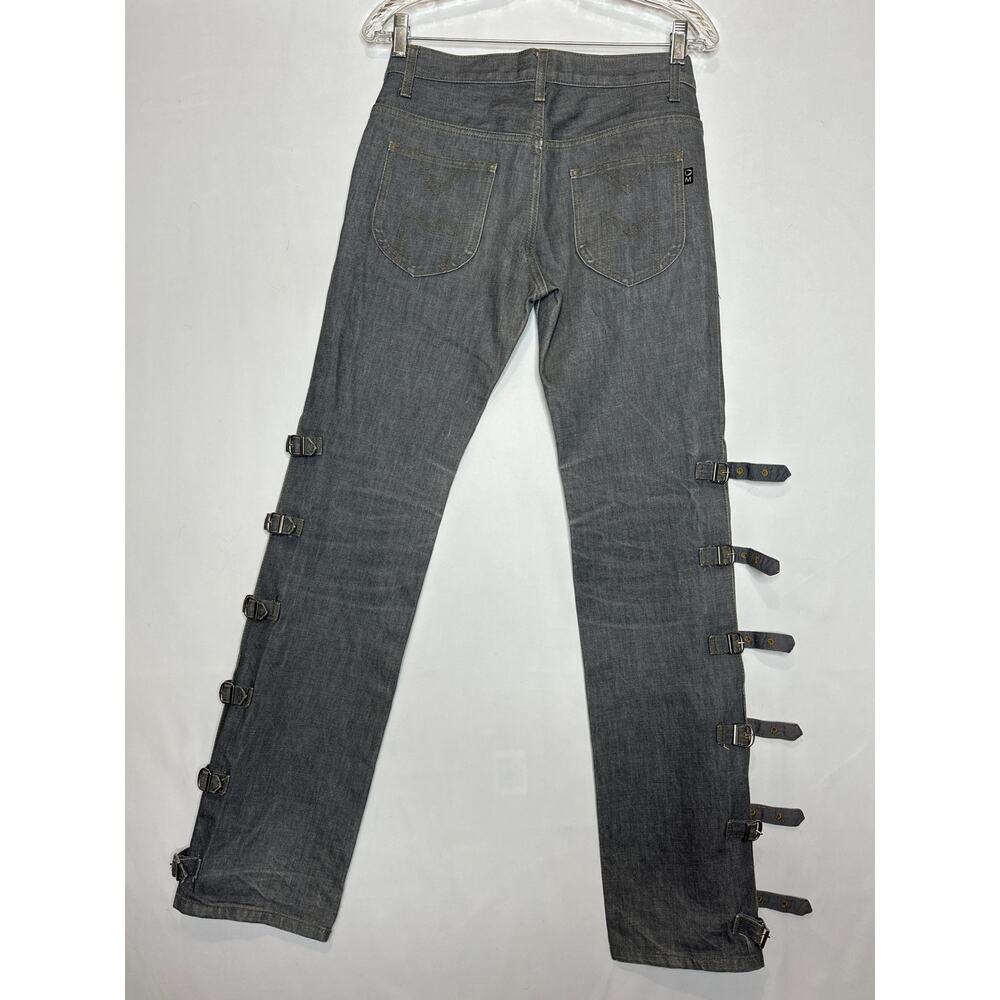 Morgan de Toi Homme Y2K Buckle Strap Jeans Gray Denim Pants small - Picture 7 of 14